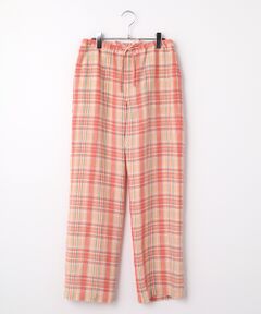 Mademoiselle NON NON / マドモアゼルノンノン その他パンツ | リネン平織チェックパンツ[フルレングス]