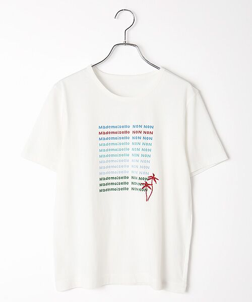 Mademoiselle NON NON / マドモアゼルノンノン Tシャツ | エアーコットン天竺 5色ロゴプリントTシャツ（オフ）