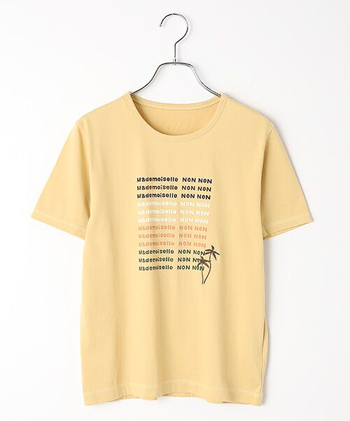 Mademoiselle NON NON / マドモアゼルノンノン Tシャツ | エアーコットン天竺 5色ロゴプリントTシャツ（エッグイエロー）