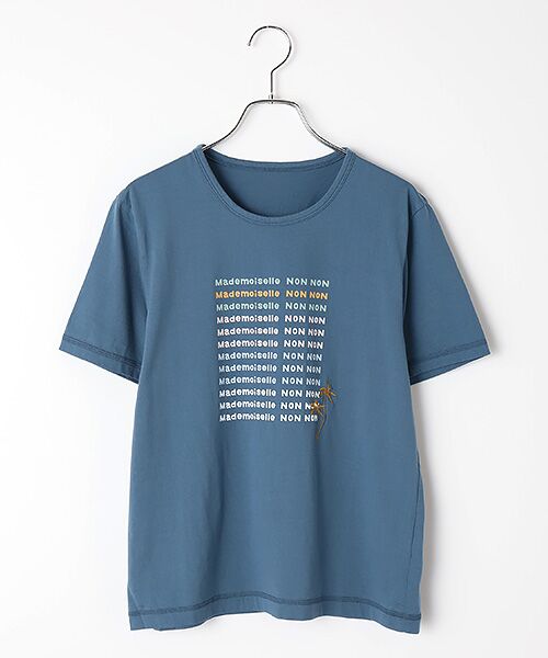 Mademoiselle NON NON / マドモアゼルノンノン Tシャツ | エアーコットン天竺 5色ロゴプリントTシャツ（ブルー）