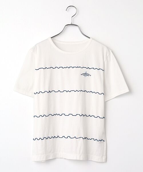 Mademoiselle NON NON / マドモアゼルノンノン Tシャツ | エアーコットン天竺 メローステッチ配色切替Tシャツ（オフ）