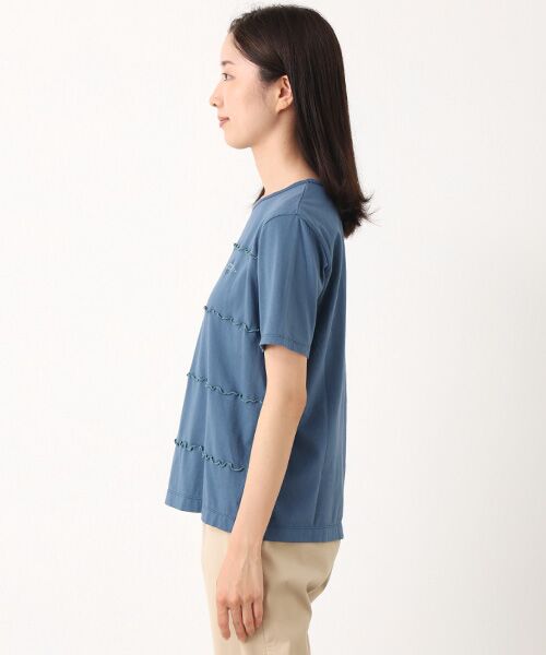 Mademoiselle NON NON / マドモアゼルノンノン Tシャツ | エアーコットン天竺 メローステッチ配色切替Tシャツ | 詳細10