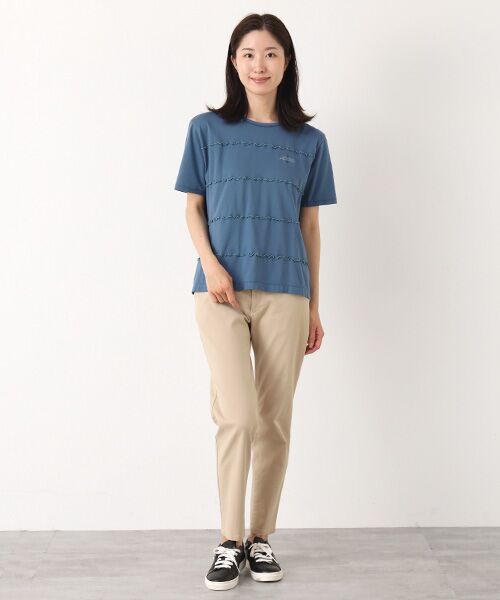 Mademoiselle NON NON / マドモアゼルノンノン Tシャツ | エアーコットン天竺 メローステッチ配色切替Tシャツ | 詳細12