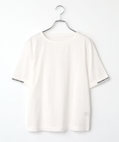 Mademoiselle NON NON / マドモアゼルノンノン Tシャツ | エアーコットン天竺 ロゴチェーン刺繍ボートネックTシャツ[5分袖]