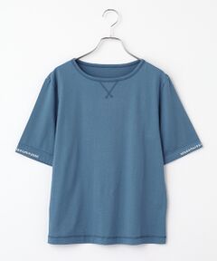 Mademoiselle NON NON / マドモアゼルノンノン Tシャツ | エアーコットン天竺 ロゴチェーン刺繍ボートネックTシャツ[5分袖]