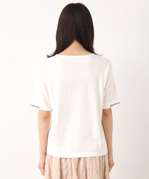 Mademoiselle NON NON / マドモアゼルノンノン Tシャツ | エアーコットン天竺 ロゴチェーン刺繍ボートネックTシャツ[5分袖] | 詳細4