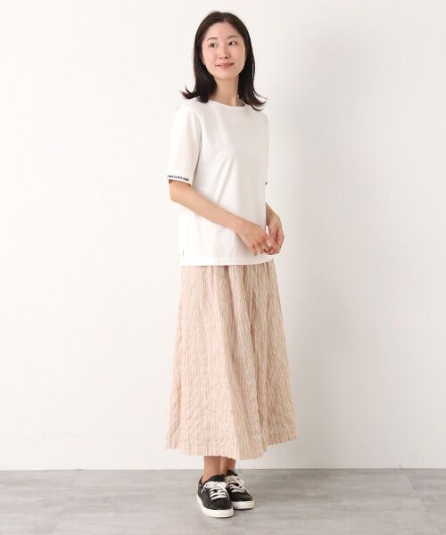 Mademoiselle NON NON / マドモアゼルノンノン Tシャツ | エアーコットン天竺 ロゴチェーン刺繍ボートネックTシャツ[5分袖] | 詳細5
