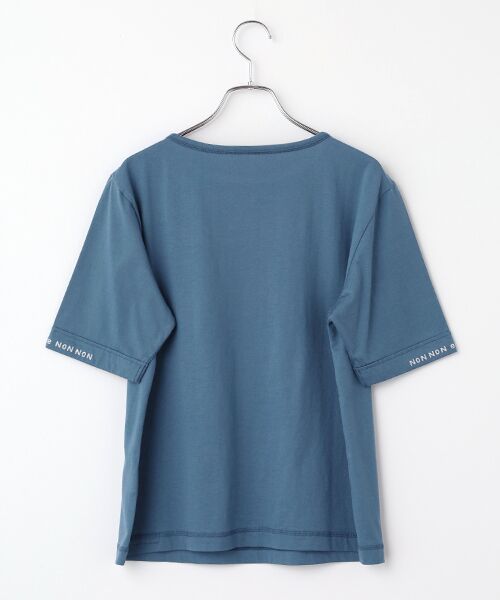 Mademoiselle NON NON / マドモアゼルノンノン Tシャツ | エアーコットン天竺 ロゴチェーン刺繍ボートネックTシャツ[5分袖] | 詳細4