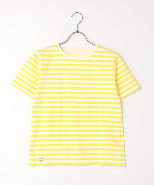 Mademoiselle NON NON / マドモアゼルノンノン Tシャツ | ヴィンテージボーダープリント天竺 半袖Tシャツ(キイロ×シロ)