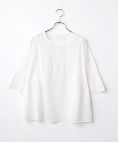 Mademoiselle NON NON / マドモアゼルノンノン シャツ・ブラウス | コットンローンハンドワッシャー レースプルオーバーブラウス[6分袖]