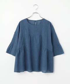 Mademoiselle NON NON / マドモアゼルノンノン シャツ・ブラウス | コットンローンハンドワッシャー レースプルオーバーブラウス[6分袖]