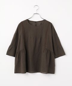 Mademoiselle NON NON / マドモアゼルノンノン シャツ・ブラウス | コットンローンハンドワッシャー レースプルオーバーブラウス[6分袖]