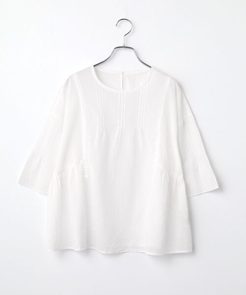 Mademoiselle NON NON / マドモアゼルノンノン シャツ・ブラウス | コットンローンハンドワッシャー レースプルオーバーブラウス[6分袖]（オフシロ）