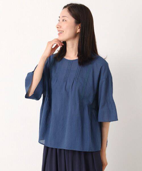 Mademoiselle NON NON / マドモアゼルノンノン シャツ・ブラウス | コットンローンハンドワッシャー レースプルオーバーブラウス[6分袖] | 詳細12