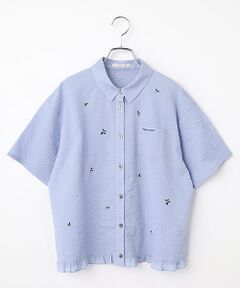 Mademoiselle NON NON / マドモアゼルノンノン シャツ・ブラウス | ローンミラクルウェーブ 小花刺繍入りブラウス