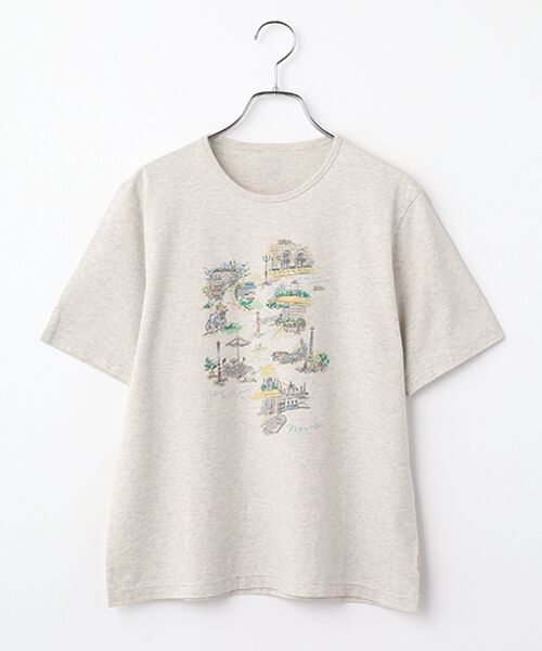 Mademoiselle NON NON / マドモアゼルノンノン Tシャツ | シャンカー6オーガニック天竺 LIFE IS A JOURNEYプリントTシャツ（TOPライトグレー）