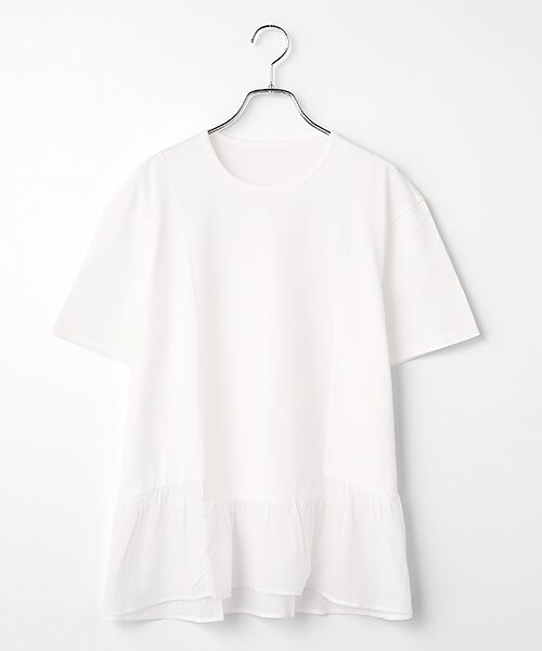 Mademoiselle NON NON / マドモアゼルノンノン Tシャツ | ギザンテイー天竺 切替フレアーAラインTシャツ（オフシロ）