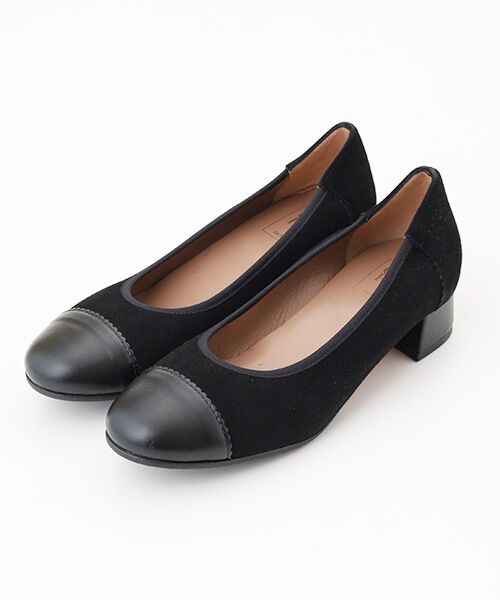Mademoiselle NON NON / マドモアゼルノンノン パンプス | 〈CONFORT〉コンフォート コンビレザー ラウンドトゥパンプス（スエードクロ×スムースクロ）
