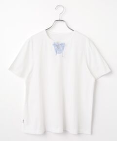 Mademoiselle NON NON / マドモアゼルノンノン Tシャツ | タリイ天竺 キーネックレースアップTシャツ