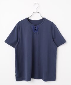 Mademoiselle NON NON / マドモアゼルノンノン Tシャツ | タリイ天竺 キーネックレースアップTシャツ