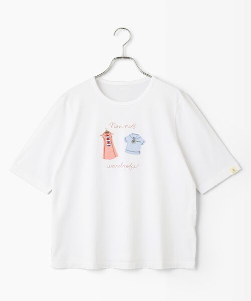 Mademoiselle NON NON / マドモアゼルノンノン Tシャツ | シャンカー6オーガニック天竺 アップリケ刺繍Tシャツ（オフシロ）