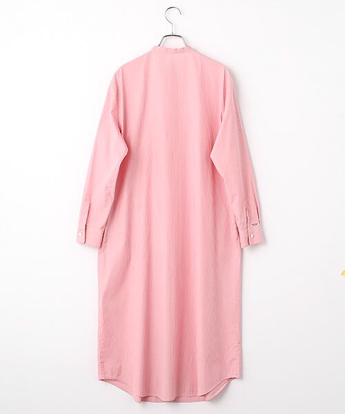 Mademoiselle NON NON / マドモアゼルノンノン ロング・マキシ丈ワンピース | ポプリンストライプ バンドカラーシャツワンピース[長袖] | 詳細1