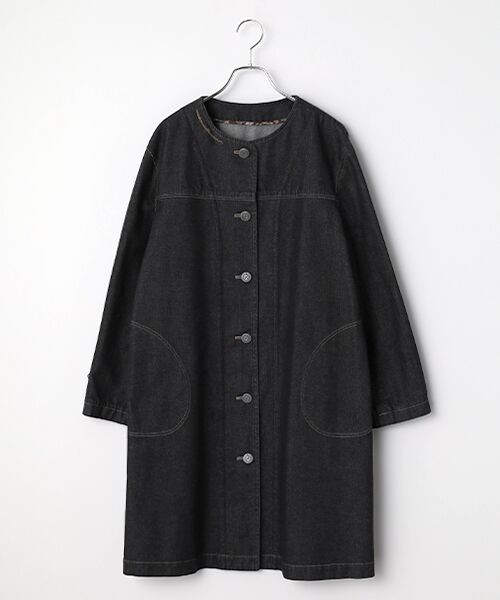 Mademoiselle NON NON / マドモアゼルノンノン その他アウター | 10.5OZバージラデニム ノーカラーコート（クロ）