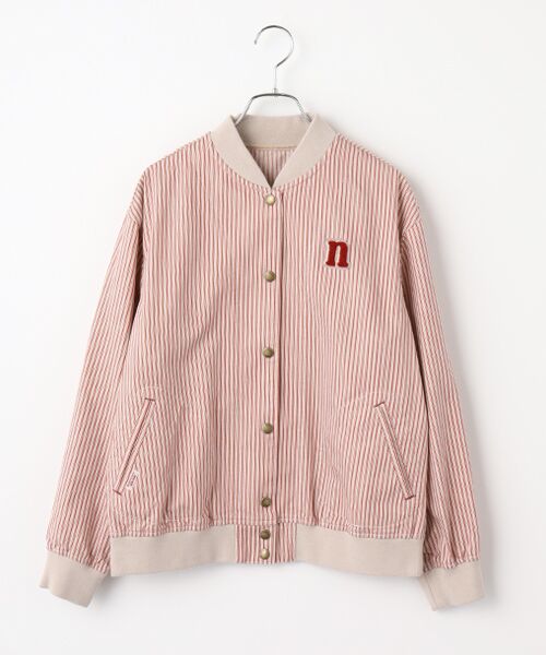 Mademoiselle NON NON / マドモアゼルノンノン ブルゾン | オーガニックコットン ヒッコリーストライプ＆ムジブルゾン（レンガストライプ）