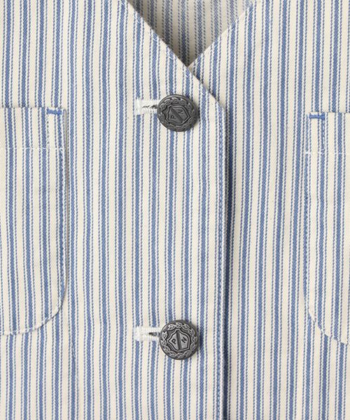 Mademoiselle NON NON / マドモアゼルノンノン ベスト | オーガニックコットン ヒッコリーストライプ＆ムジ前開きベスト | 詳細4