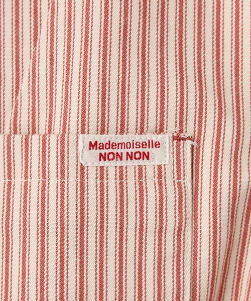 Mademoiselle NON NON / マドモアゼルノンノン ベスト | オーガニックコットン ヒッコリーストライプ＆ムジ前開きベスト | 詳細7