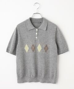 Mademoiselle NON NON / マドモアゼルノンノン ポロシャツ | 12G天竺アーガイルインターシャ ニットポロシャツ[半袖]