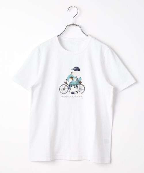 Mademoiselle NON NON / マドモアゼルノンノン Tシャツ | タリイ天竺 プレッピーベアープリントTシャツ[半袖]（シロ）