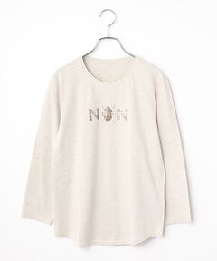 Mademoiselle NON NON / マドモアゼルノンノン Tシャツ | タリイ天竺 チェックアップリケ&刺繍Tシャツ[8分袖]