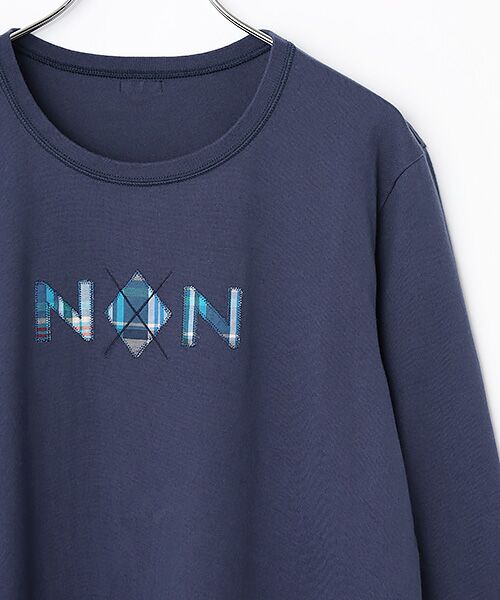 Mademoiselle NON NON / マドモアゼルノンノン Tシャツ | タリイ天竺 チェックアップリケ&刺繍Tシャツ[8分袖] | 詳細4