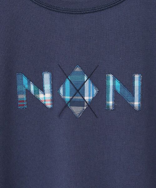 Mademoiselle NON NON / マドモアゼルノンノン Tシャツ | タリイ天竺 チェックアップリケ&刺繍Tシャツ[8分袖] | 詳細7