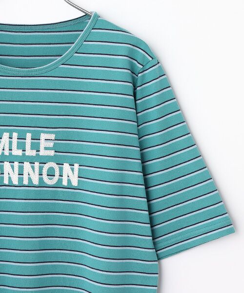 Mademoiselle NON NON / マドモアゼルノンノン Tシャツ | 度詰ボーダー サガラロゴ刺繍Tシャツ[5分袖] | 詳細3