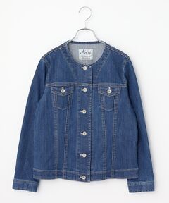Mademoiselle NON NON / マドモアゼルノンノン Gジャン・デニムジャケット | 11OZバージラストレッチ ノーカラーデニムジャケット