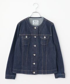 Mademoiselle NON NON / マドモアゼルノンノン Gジャン・デニムジャケット | 11OZバージラストレッチ ノーカラーデニムジャケット