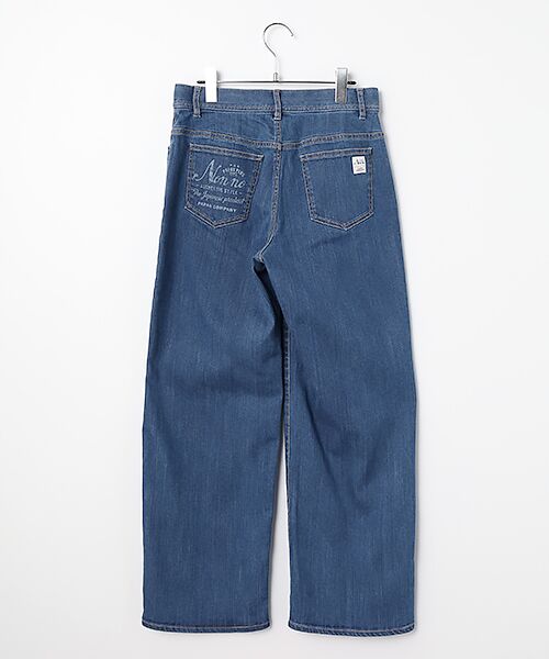 Mademoiselle NON NON / マドモアゼルノンノン デニムパンツ | 11OZバージラストレッチ レーザープリント入り太ストレートデニムパンツ | 詳細1