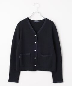 Mademoiselle NON NON / マドモアゼルノンノン カーディガン・ボレロ | メランジコットンウール7G ブランケットステッチカーディガン