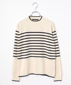 Mademoiselle NON NON / マドモアゼルノンノン ニット・セーター | エジプト綿ムジ&ボーダー14G ハイネックニット[長袖]