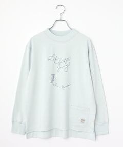 Mademoiselle NON NON / マドモアゼルノンノン カットソー | 空紡糸天竺 ボトルネック刺繍入りプルオーバー