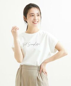 【小さいサイズ】フレンチスリーブロゴTシャツ/洗える