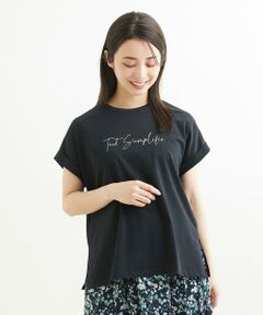【小さいサイズ】フレンチスリーブロゴTシャツ/洗える