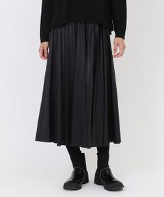【小さいサイズ/洗える】レザーライクエレガンスプリーツスカート