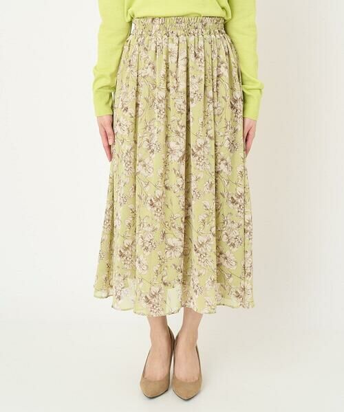 Maison de CINQ / メゾン ドゥ サンク ロング・マキシ丈スカート | 【小さいサイズ】ラインアートフラワーシフォンスカート/丈の長さが選べる/洗える | 詳細30