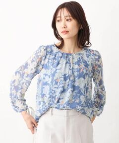 【小さいサイズ】花柄シフォンブラウス/洗える