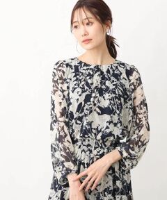 【小さいサイズ】花柄シフォンブラウス/洗える