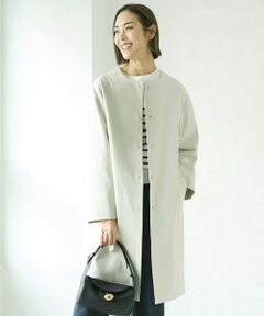 Maison de CINQ / メゾン ドゥ サンク ノーカラージャケット | [小さいサイズ]ストレッチミドルノーカラーコート