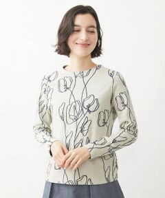 Maison de CINQ / メゾン ドゥ サンク カットソー | [洗える/日本製]ラインフラワージャガードカットソー